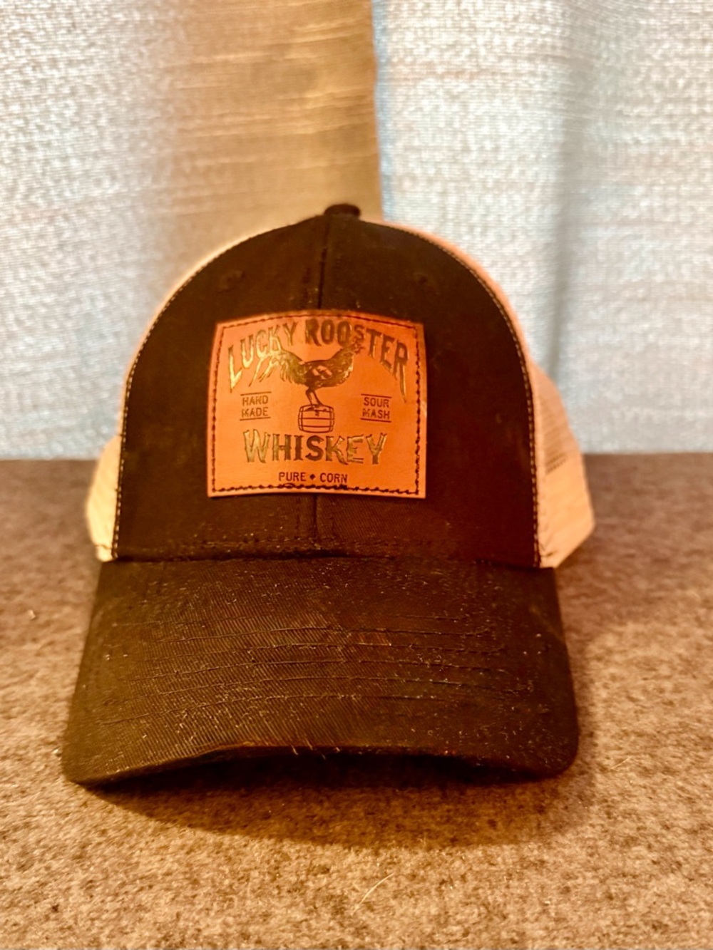 NFINITY Black and Cream Whiskey Patch Trucker Hat